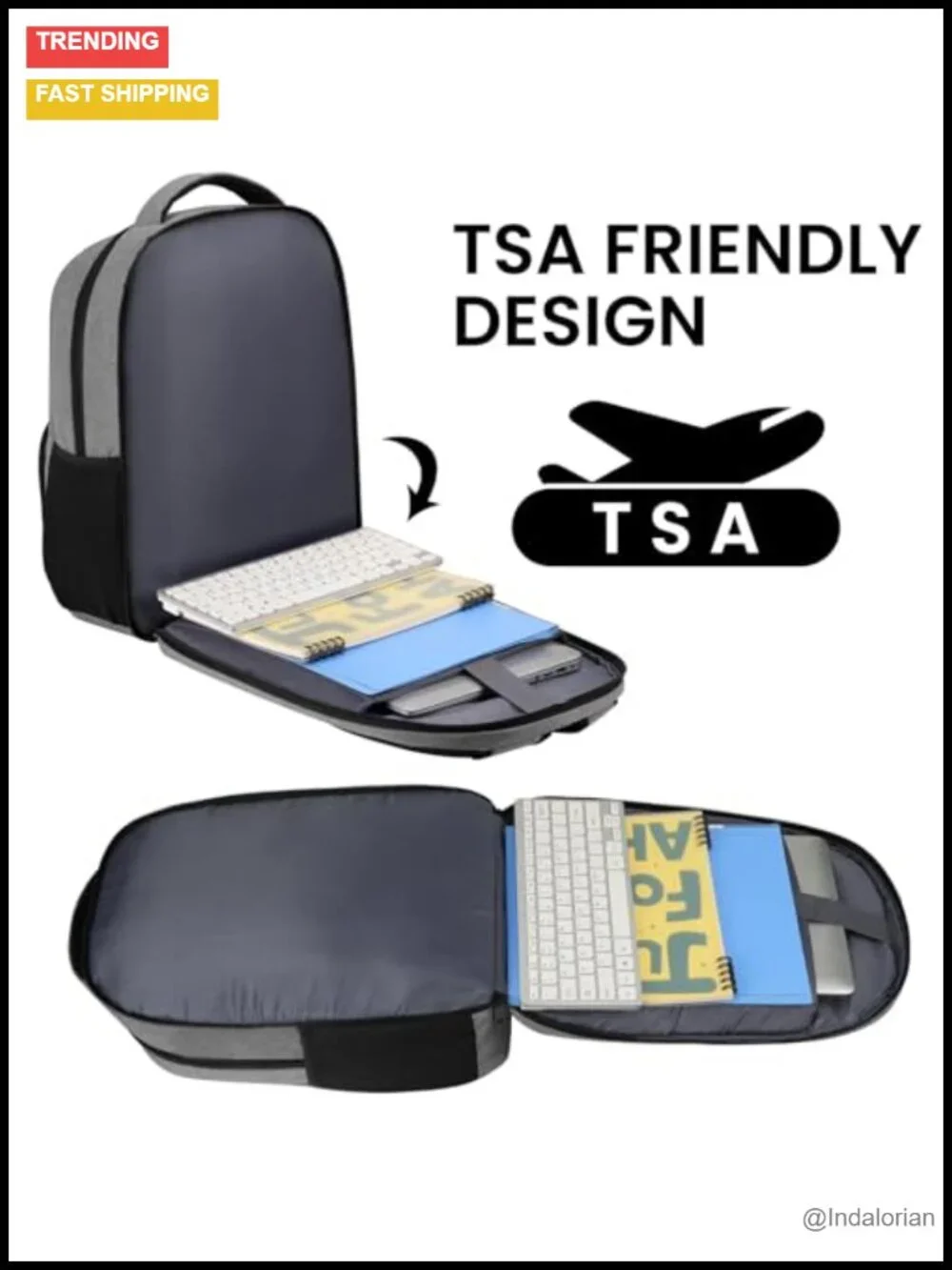 TSA Friendly Laptop Backpack 17.3 Inch Water Resistant Polyester Anti Theft